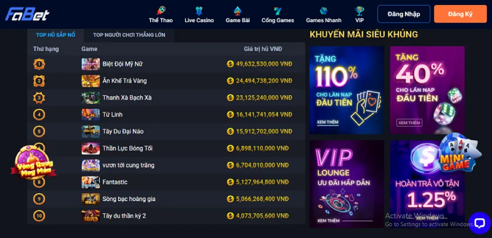 Ưu đãi nạp đầu cho game bắn cá